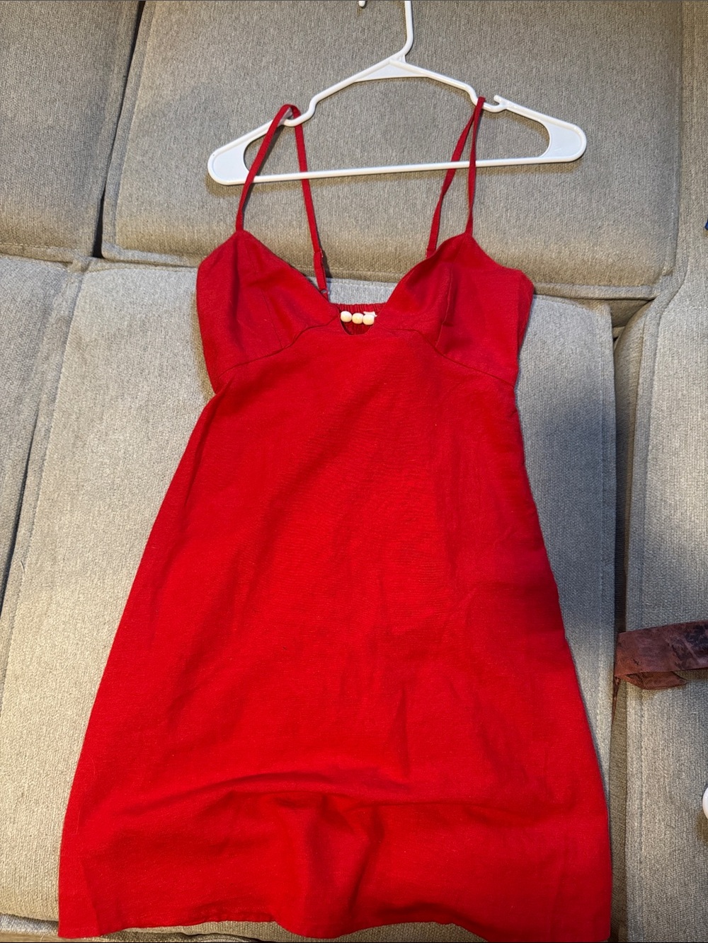 Red Spaghetti-Strap Knit Slip Dress